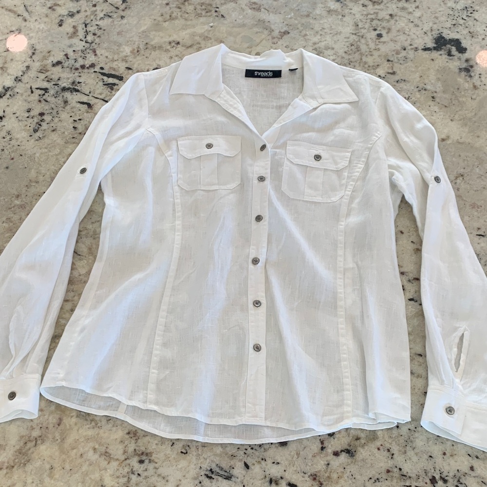 Saks Fifth Avenue White Button-Down Shirt